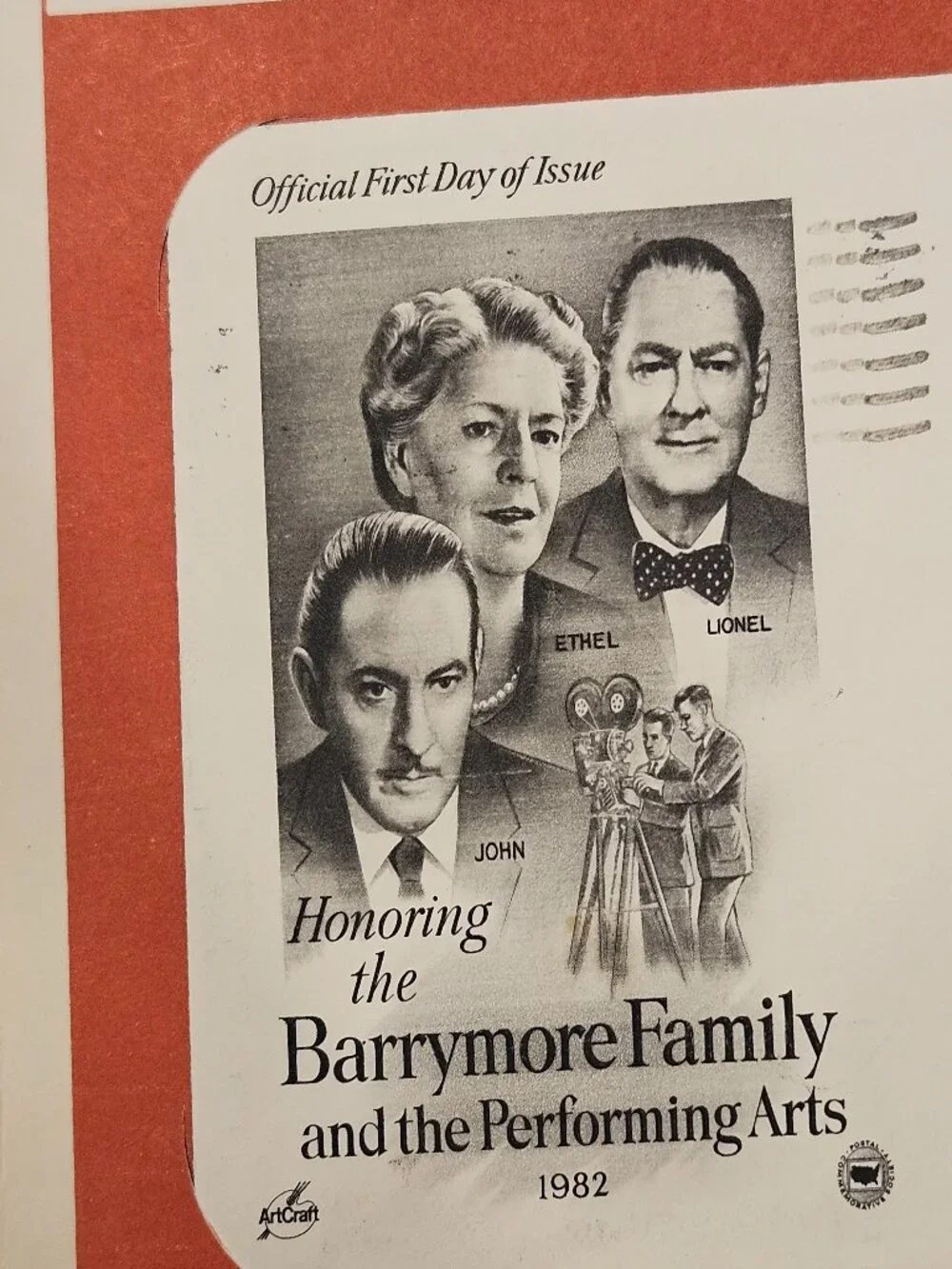 RARE COLLECTIBLE USPS 1ST DAY ISSUE COVER BARRYMORE FAMILY PERFORMING ARTS STAMP